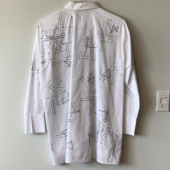 Lafayette 148 New York White with Black Design Tunic - Picture 4 of 11